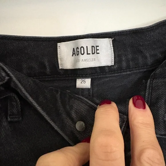 Agolde Riley High Rise Straight Leg Black size 25 - Picture 8 of 9